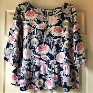 LC Lauren Conrad Floral Blouse, 3/4 Sleeves